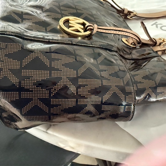 Michael Kors Black and Tan Signature Backpack - Picture 11 of 15